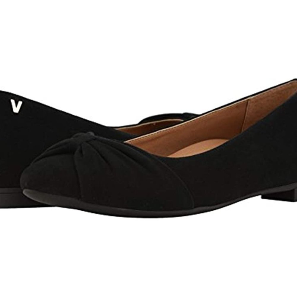 Vionic Black suede bow gramercy flats size 11